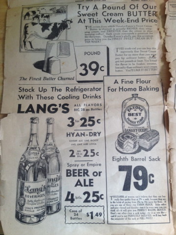 These illustrations are so wonderful. Also, "The cream from which Danahy-Faxon's Sweet Cream Butter is churned is actually richer than whipping cream, and sweeter than the cream in your morning coffee! Such cream commands a premium for the dairyman. Danahy-Faxon's gladly pay this premium price to bring you the finest sweet cream butter made!" Later on in the copy - "Better get two pounds at least." 