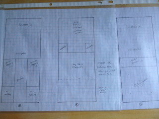 My garden plans for this year. Each square equals 3" on the graph paper. I put them into plastic sleeves so they don't get trashed when I have them outside. Don't laugh at me. 